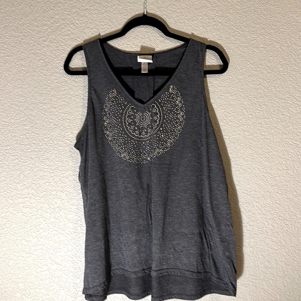 Knox Rose Hi Low tank with front gold detail - XL Gray